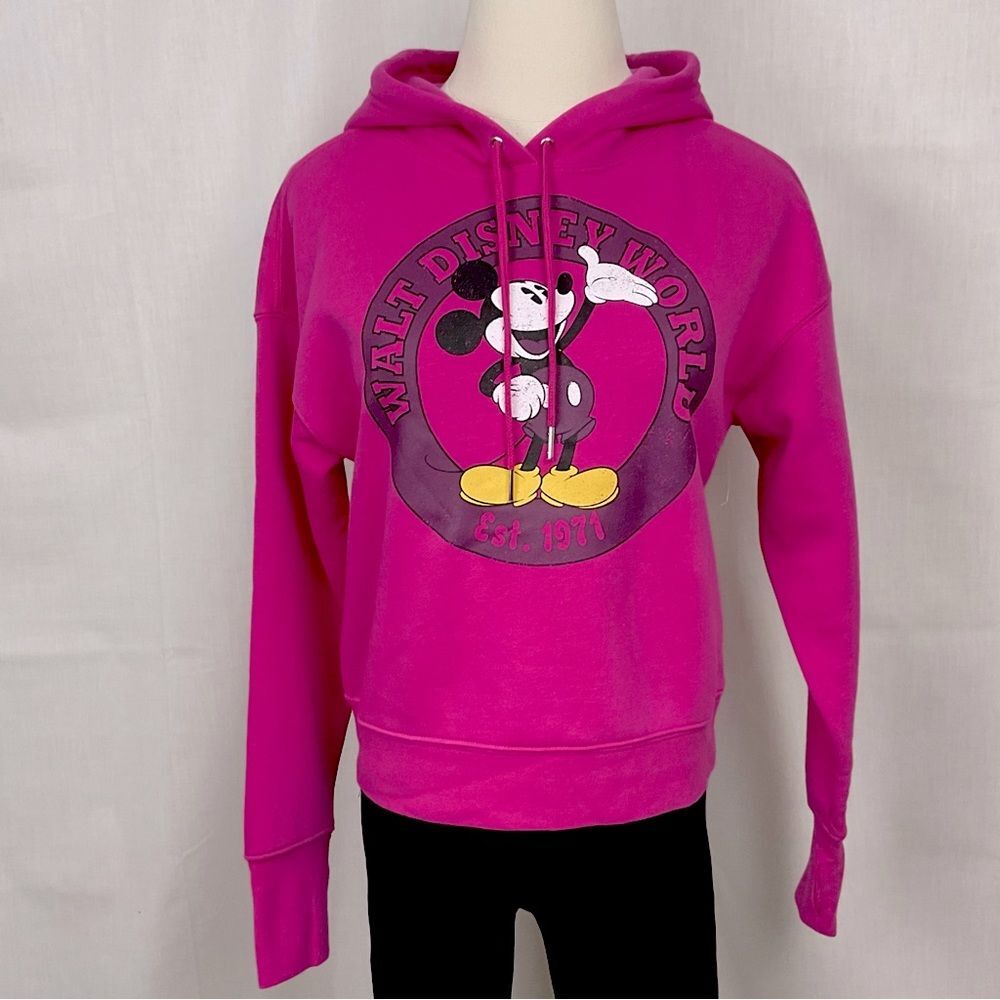 Mickey Mouse WDW Pink Hoodie Size XS Disney Parks Hooded Sweatshirt Pullover New